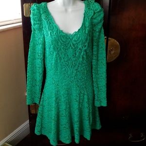 NWT green crochet dress, vintage, size large